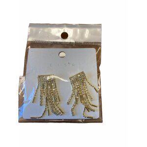 Eisa Curtain Of Dream Zircon Dangle‎ Earrings Gold Tone Fashion Jewelry